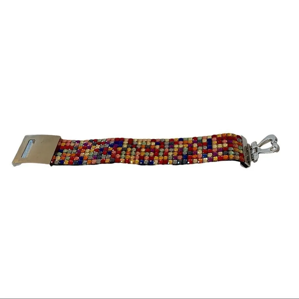 Multi-colored Jeweled Bracelet w/ pretty heart shaped buckle clasp.